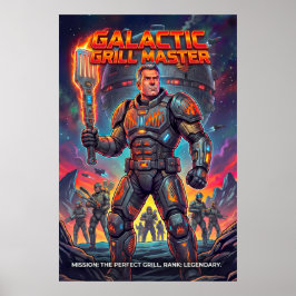 Poster Mestre da Churrascaria Galáctica Retro - Paródia d