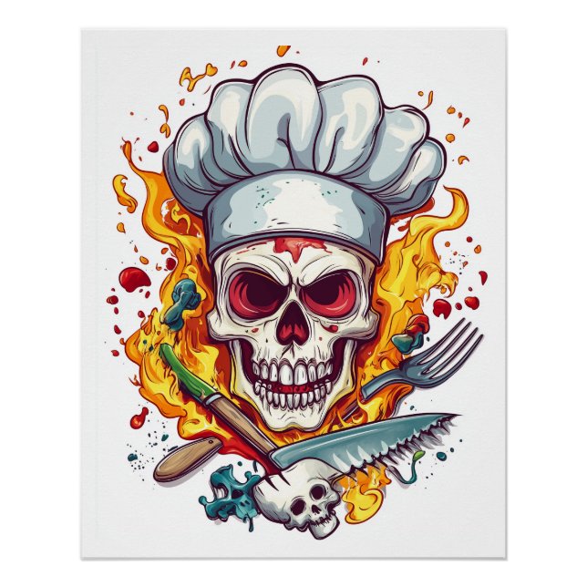Póster Mestre de Cozinha Caveira (Frente)