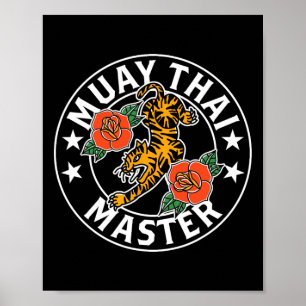 Poster Mestre Lutador de Muay Thai Boxe Hobby Artes Marci