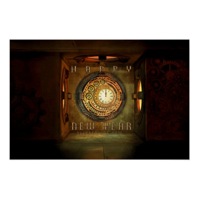 Póster Meta de Ano Novo com tema steampunk da SlipperyJoe (Frente)