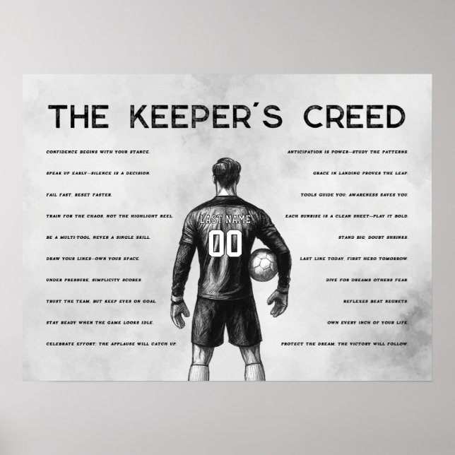 Poster Meta de Futebol Creed Monograma Cinza (Frente)
