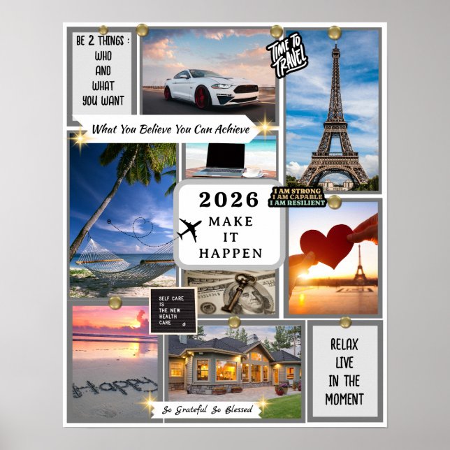 Poster Meta de Quadro de Visão da Lei da Atração Personal (Frente)