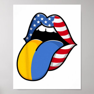 Poster Metade Americano Metade Ucraniano Bandeira Dos EUA