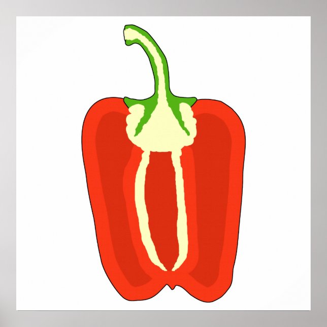 Póster Metade do Pepper Red Bell. Capsicum. (Frente)