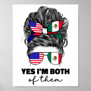 Poster Metade Mexicano E Americano México América Bandeir