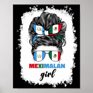 Poster Metade Mexicano E Guatemalteco Bandeira Do México