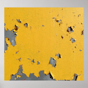 Poster Metal amarelo rachado: textura suja.