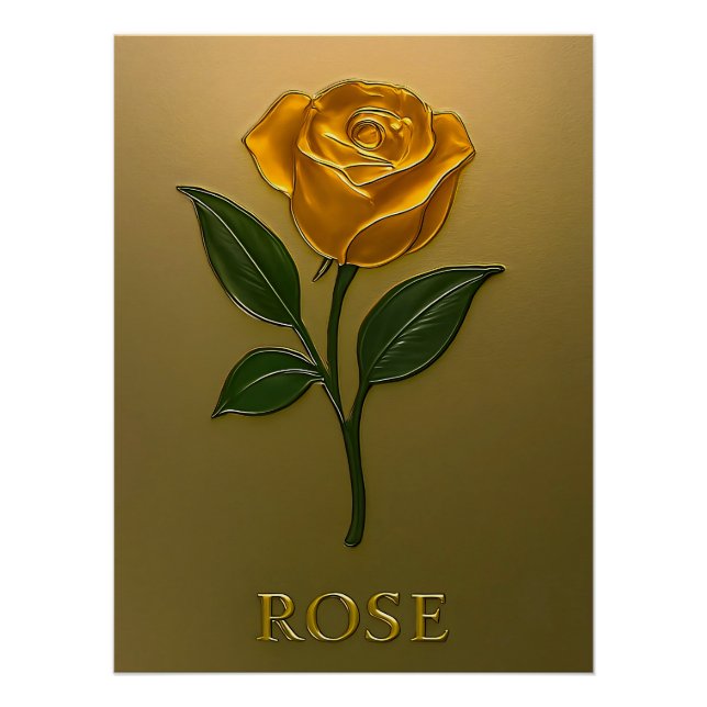 Póster Metallisch Goldene Rosen-Eleganz (Frente)