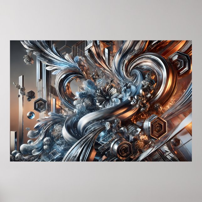 Poster Metallische Strömungen (Frente)