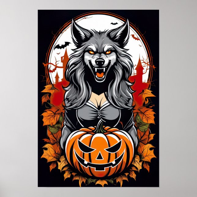 Poster Metamorfose lunar, lobisomem fêmea (Frente)