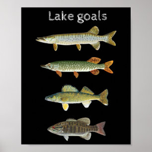 Poster Metas do Lago Pesca Musky Pike Walleye Boca Pequen