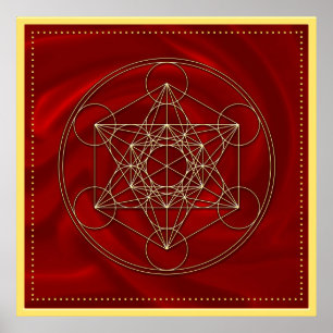 Póster Metatrons cubo - Merkaba estrela Tetraeder -