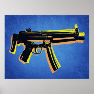 Póster Metralhadora MP5 secundária no azul