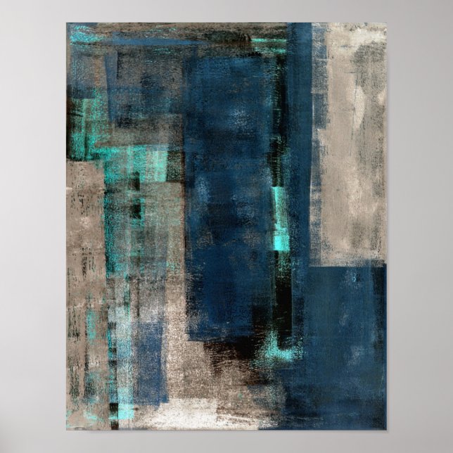 Póster 'Metro' Blue Abstract Art Painting (Frente)