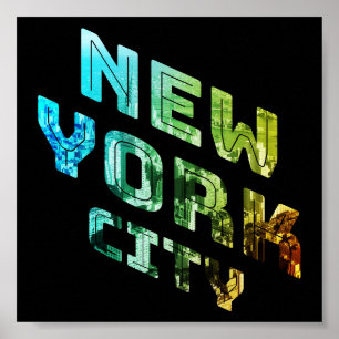 Poster Metro de Manhattan Centro Skyline Nova Iorque NYC