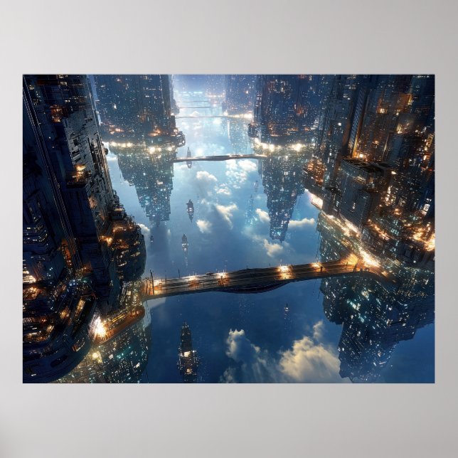 Poster Metrópole Flutuante no Céu (Frente)