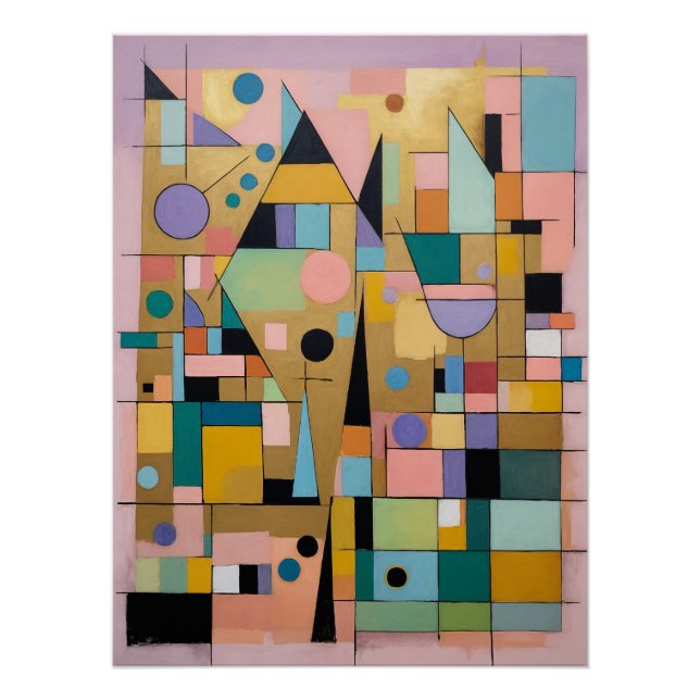Póster Metrópole Geométrica Pastel (Frente)