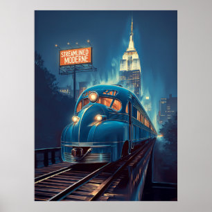 Poster Metropolis Express   Art Deco New York Train