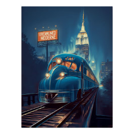 Póster Metropolis Express | Art Deco New York Train
