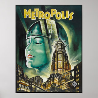 Poster METROPOLIS Fritz Lang Sci-Fi Drama 1927 Antigo Fil