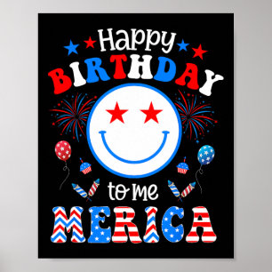 Poster Meu aniversário Dia 4 de julho Dia da Independênci