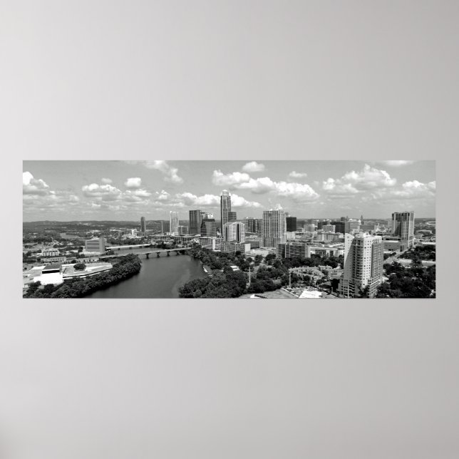 Póster Meu Austin Skyline BW (Frente)