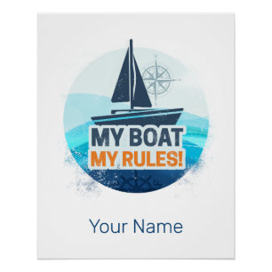 Póster Meu Barco Minhas Regras para Capitão ou Skipper Vi