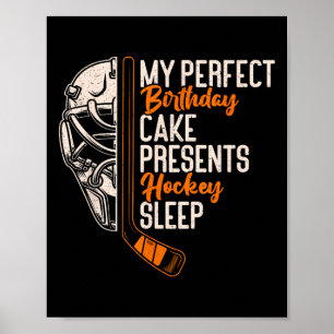 Poster Meu Bolo de Aniversário Perfeito Presentes Hóquei 