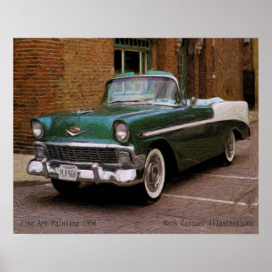 Poster Meu Chevy 1956 verde define o óleo