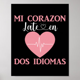 Poster Meu Coração Late Em Dois Idiomas Bilingual Dia dos