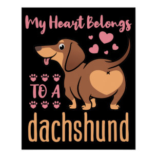 Póster Meu Coração Pertence a um Pai Dachshund Doxie Mãe