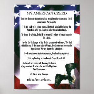 Póster Meu credo americano EUA orgulhoso ser um americano