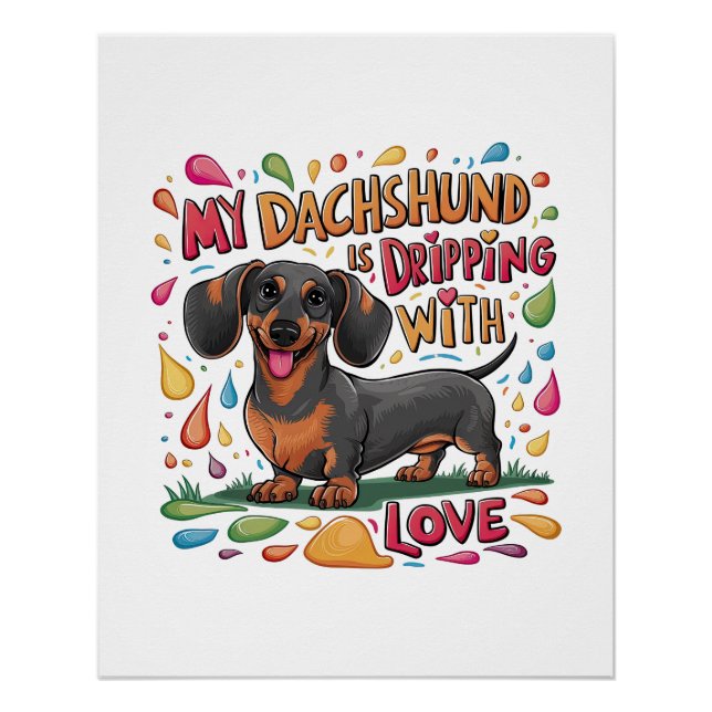 Póster Meu Dachshund Está Derrubando Com Amor (Frente)