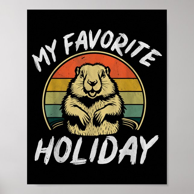 Poster Meu Feriado Favorito Retro Ground Hog Engraçado Gr (Frente)