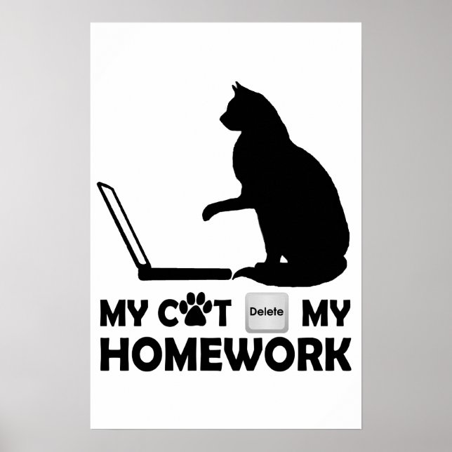 Póster Meu gato apagou minha tarefa (Frente)
