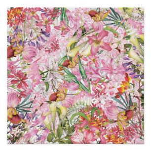 Póster Meu jardim de flores exóticas de folhagem tropical