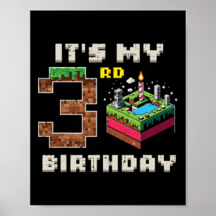 Poster Meu Jogo de Pixel de 3º Aniversário 3 Bolo Video G