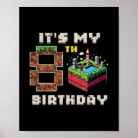 Meu Jogo de Pixel de 8º Aniversário 8 Bolo Vídeo G