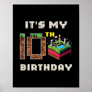 Poster Meu Jogo de Pixel de Aniversário de 10 Anos Bolo G