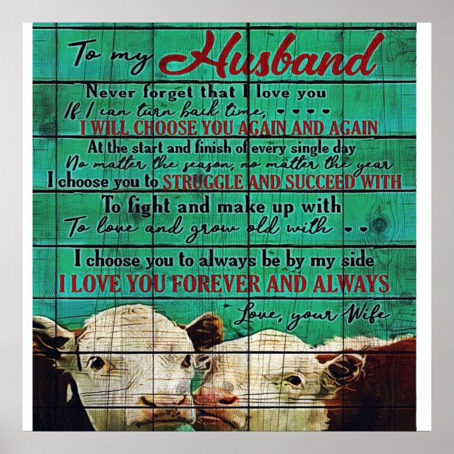 Poster Meu Marido - Letra Presente | Carta Para Ele | (Frente)