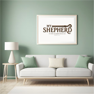Poster MEU PASTOR – Branco Puro   Salmo 23:1 Arte de Pare