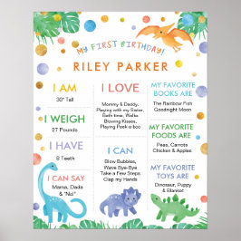 Poster Meu Primeiro Sinal De Dinossauro De 1 Ano De Anive