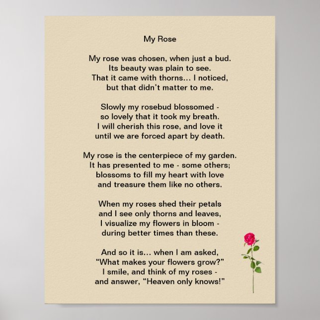Poster "Meu Rosa", um poema sobre a vida familiar (Frente)