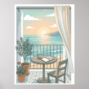 Poster Meu Tipo De Manhã   Varanda Aconchegante Do Café A