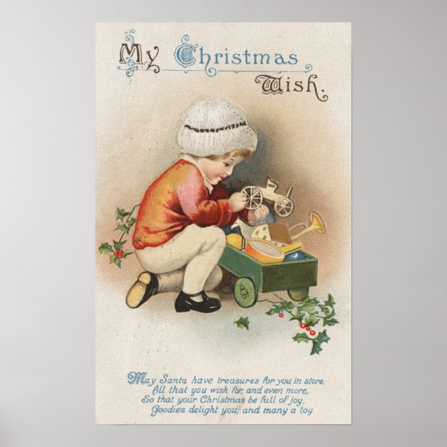 Póster Meu WishKid de Natal Observando Brinquedos (Frente)