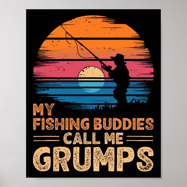 Poster Meus Amigos De Pesca Me Chamam De Polos Retro Vint (Frente)