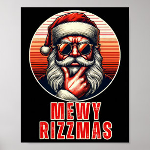 Poster Mewy Rizzmas Papais noeis Engraçados Mewing Piada 
