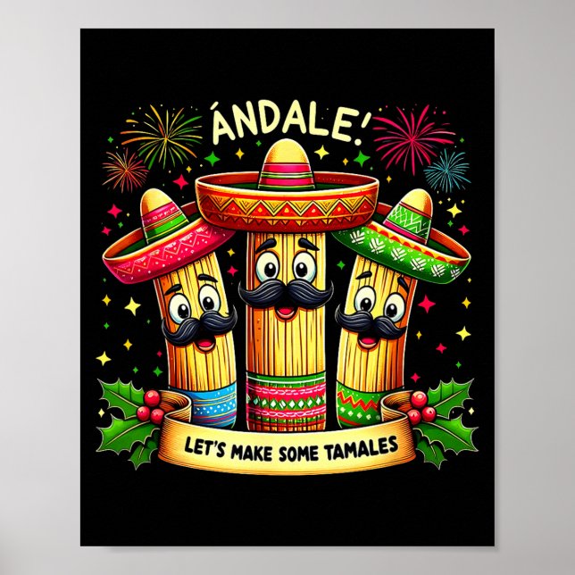 Poster Mexican Christmas Tamale Ándale Let’s Make Some Ta (Frente)