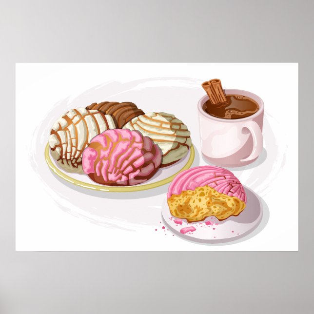 Poster Mexican Conchas Pan Dulce & Hot Chocolate Kitchen  (Frente)