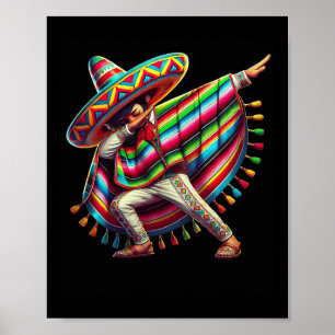 Poster Mexicano Dabbing Poncho Cinco De Mayo Dab Fiesta B